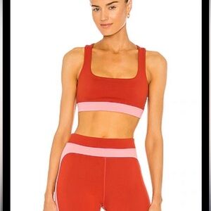SPLITS 59: Red and Pink Women's Sports Bra and Leggings Set